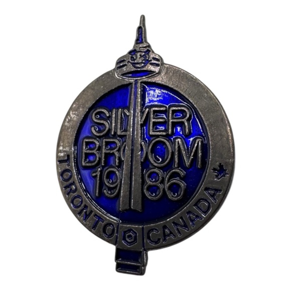 1986 Toronto Canada Silver‎ Broom Pin - Curling Championship Souvenir